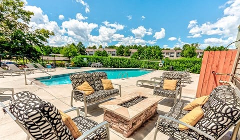 Poolside Fireplace Lounge at Union Heights Apartments, Colorado, 80918